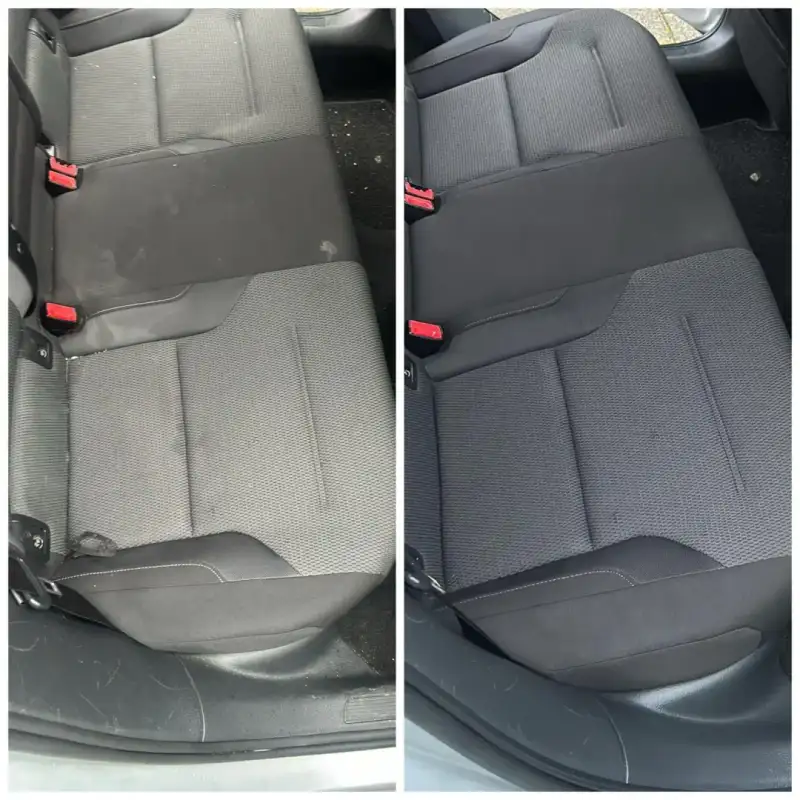 Auto interieur reiniging voor en na - schone autostoel